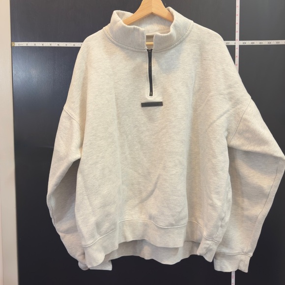 ESSENTIALS Cream Zip-Up Sweater - Picture 6 of 6